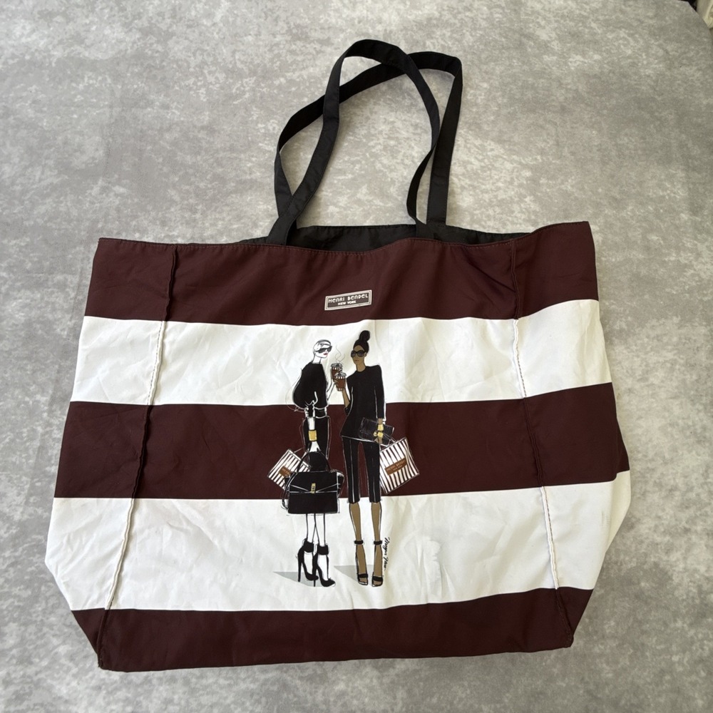 Henri Bendel A List Tote Bag Brown Striped Uptown Girls Shopping New York NWOT*